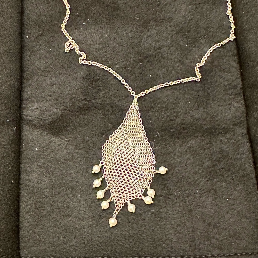 Tiffany &Co. Elsa Peretti mesh fringe necklace in sterling silver
